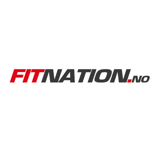 Logo for Fitnation.no, fitness company. Text in red and black on a white background.