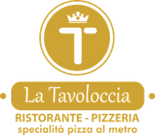 A logo for la tavolocca ristorante pizzeria specialità pizza al metro