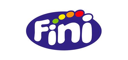 El logotipo de la marca Fini presenta texto blanco y redondeado sobre un óvalo azul oscuro