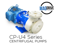 A white and blue MagDrive CP-U4 Series centrifugal pump.