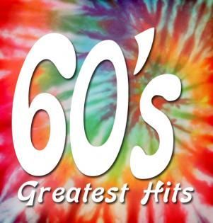60s Greatest Hits text in white over a colorful tie-dye background