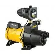 Yellow and black electric water pump with control unit on top