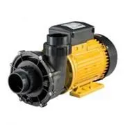 Yellow and black electric water pump with motor housing on a white background