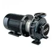 Black electric water pump with attached motor on a white background