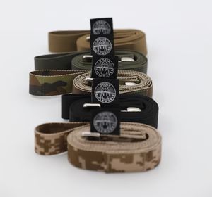 Six fabric straps in various colors with a label, displayed vertically.