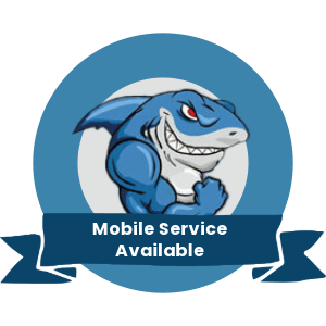 Blue shark mascot with