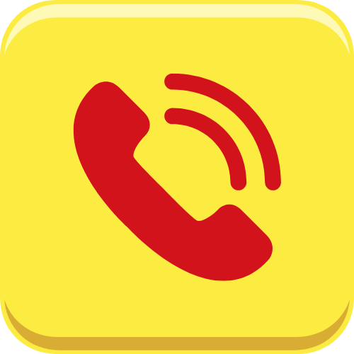 A yellow square button with a red phone icon on it