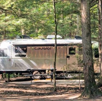 Silver camper with 