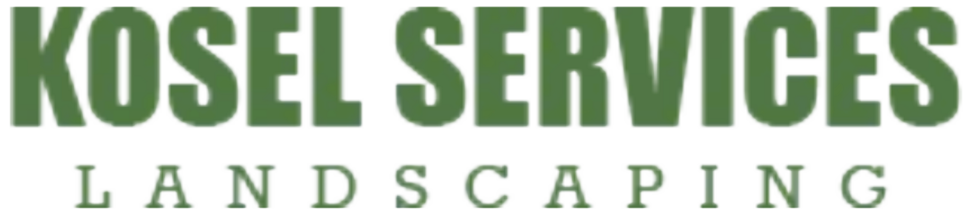 KOSL Services Landscaping logo with green text on a white background