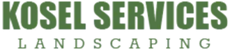 KOSL Services Landscaping logo with green text on a white background