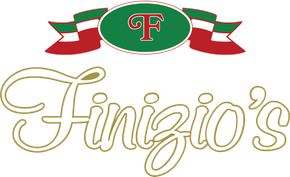 Finizio's logo with gold script and a red-and-green banner featuring a letter F
