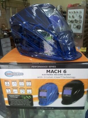 Mach 6 Electronic Welding Helmet on Its Product Box — Eastcoast Bearings & Hydraulics in South Grafton, NSW