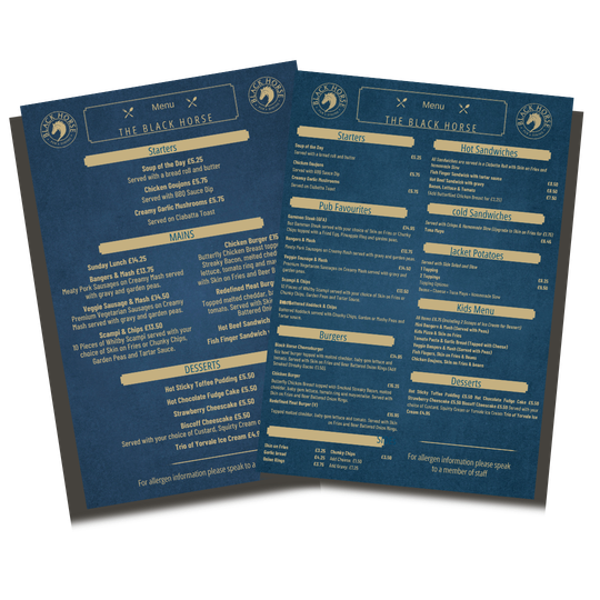 Two menus are stacked on top of each other on a white background