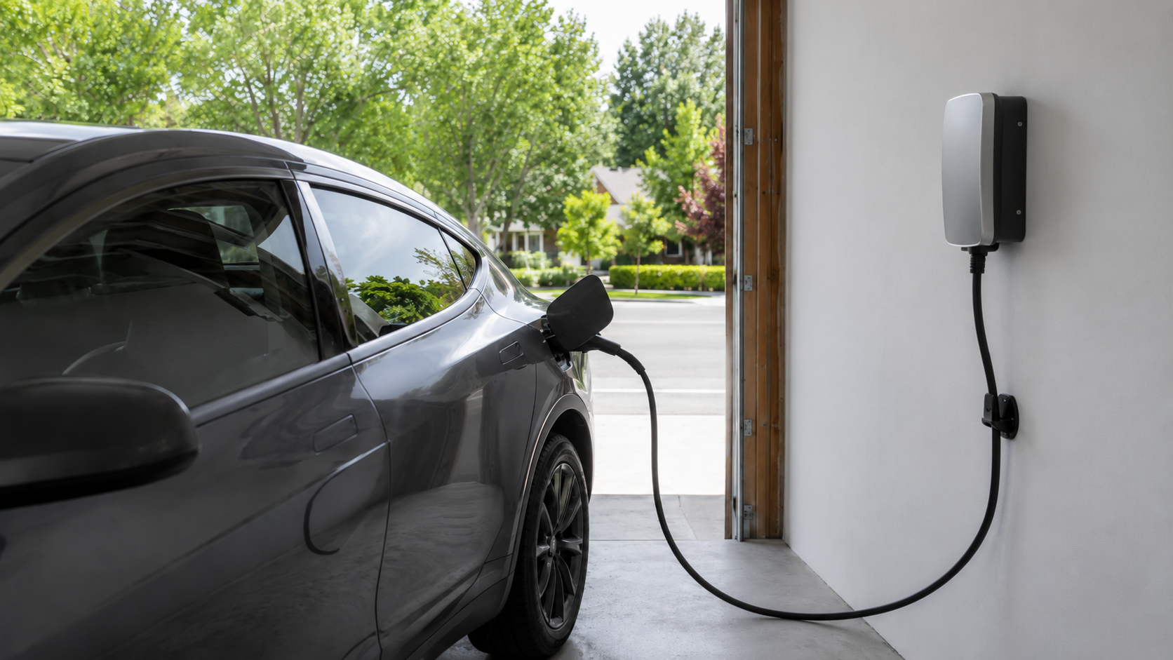 Level 2 EV charger installed in a Western Massachusetts home garage