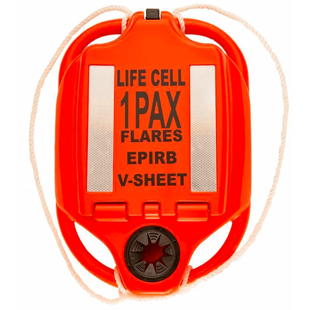A life cell 1 pax flares epirb v-sheet device LIFECELL products