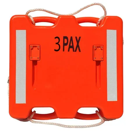 An orange life preserver that says 3 pax on it LIFECELL products