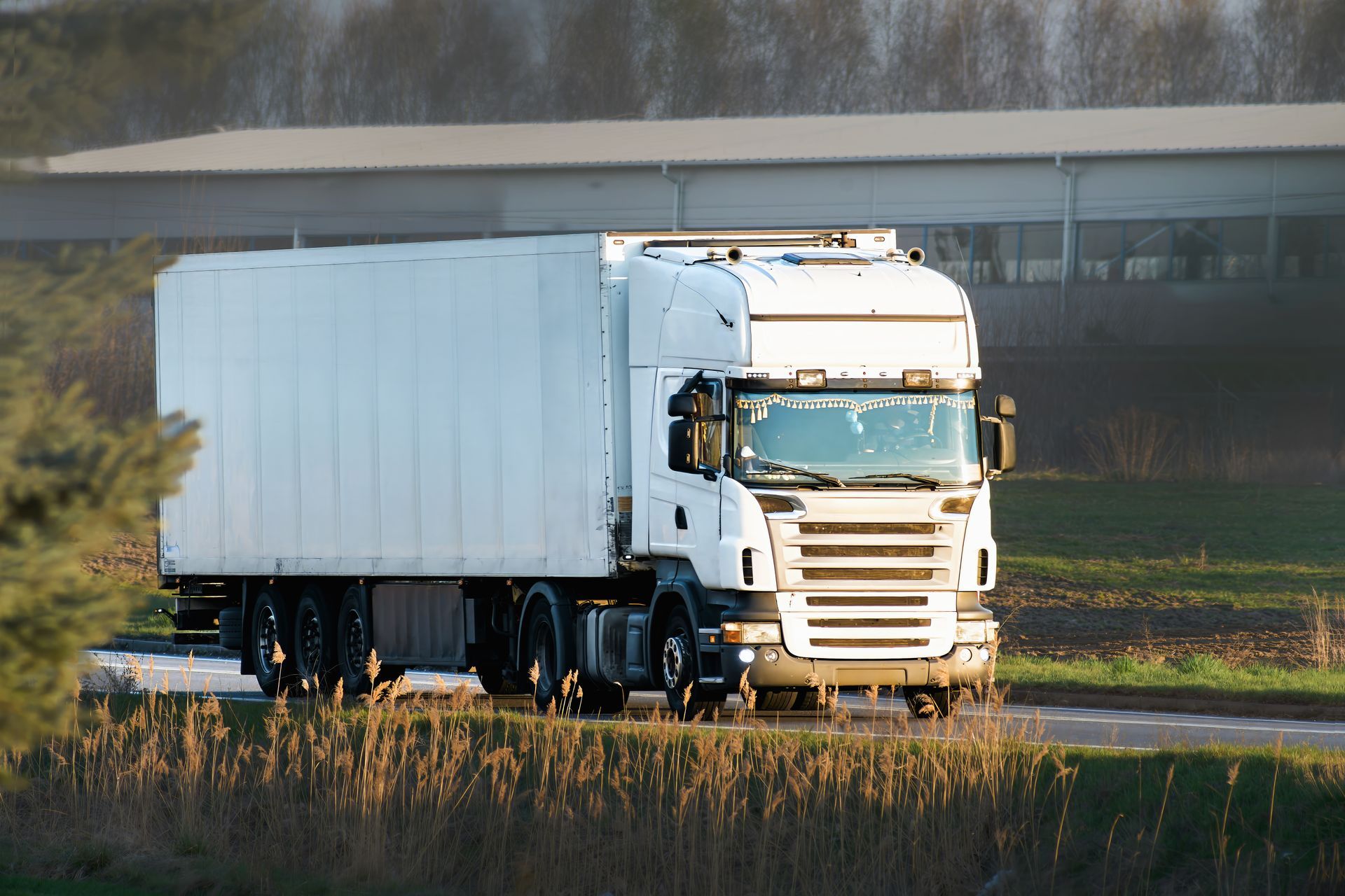 Semi truck hailing cargo on open road