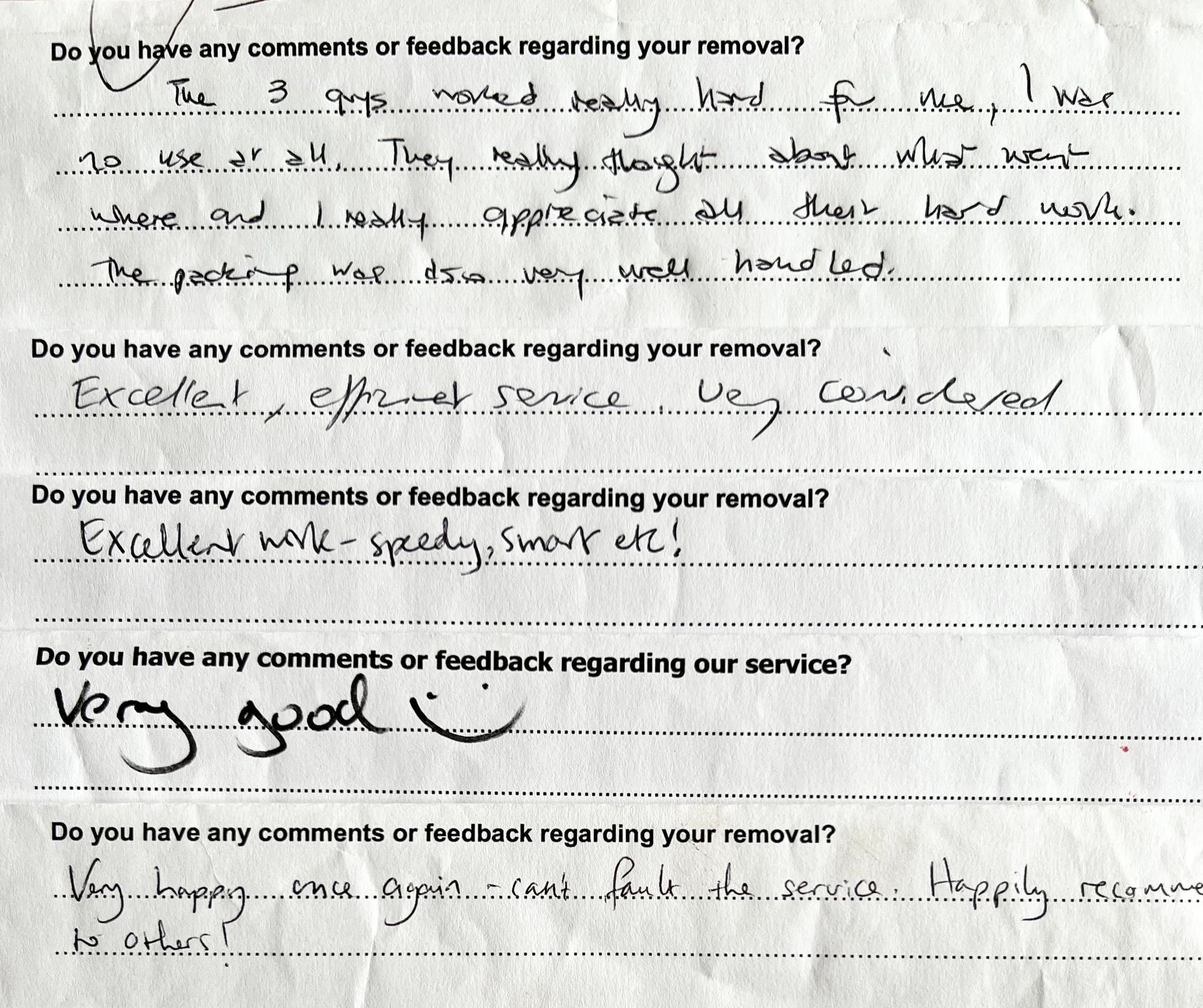 Removals Reviews