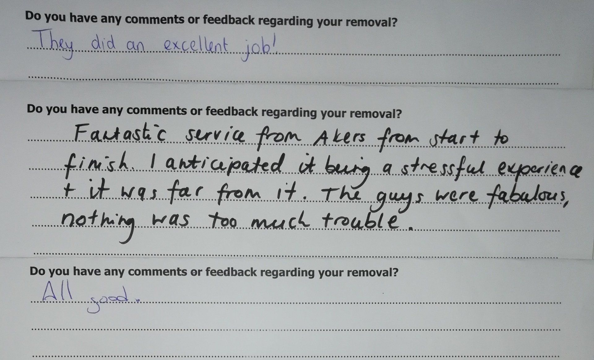 Removals reviews