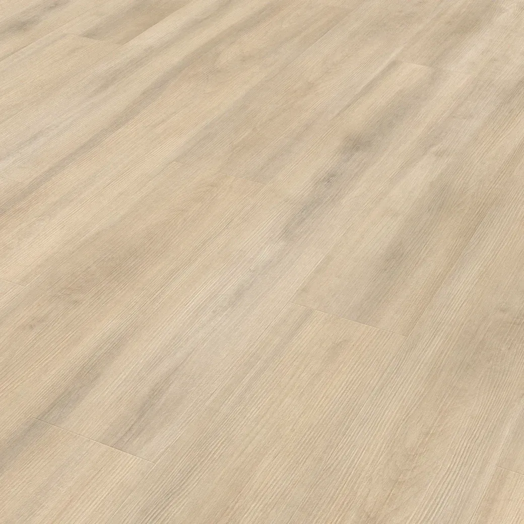 Light tan wooden floor, with a textured grain pattern and diagonal layout.