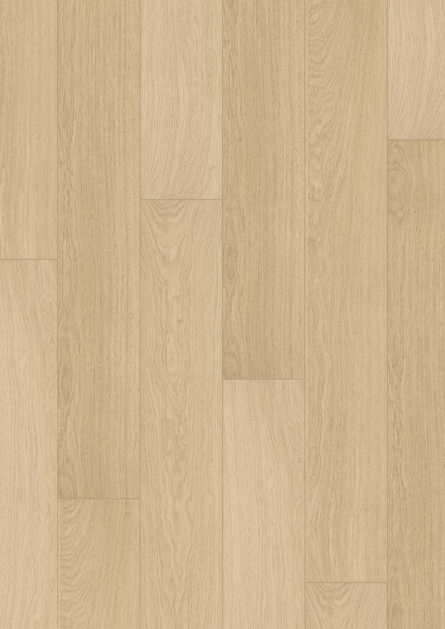 Light brown hardwood flooring with vertical planks.