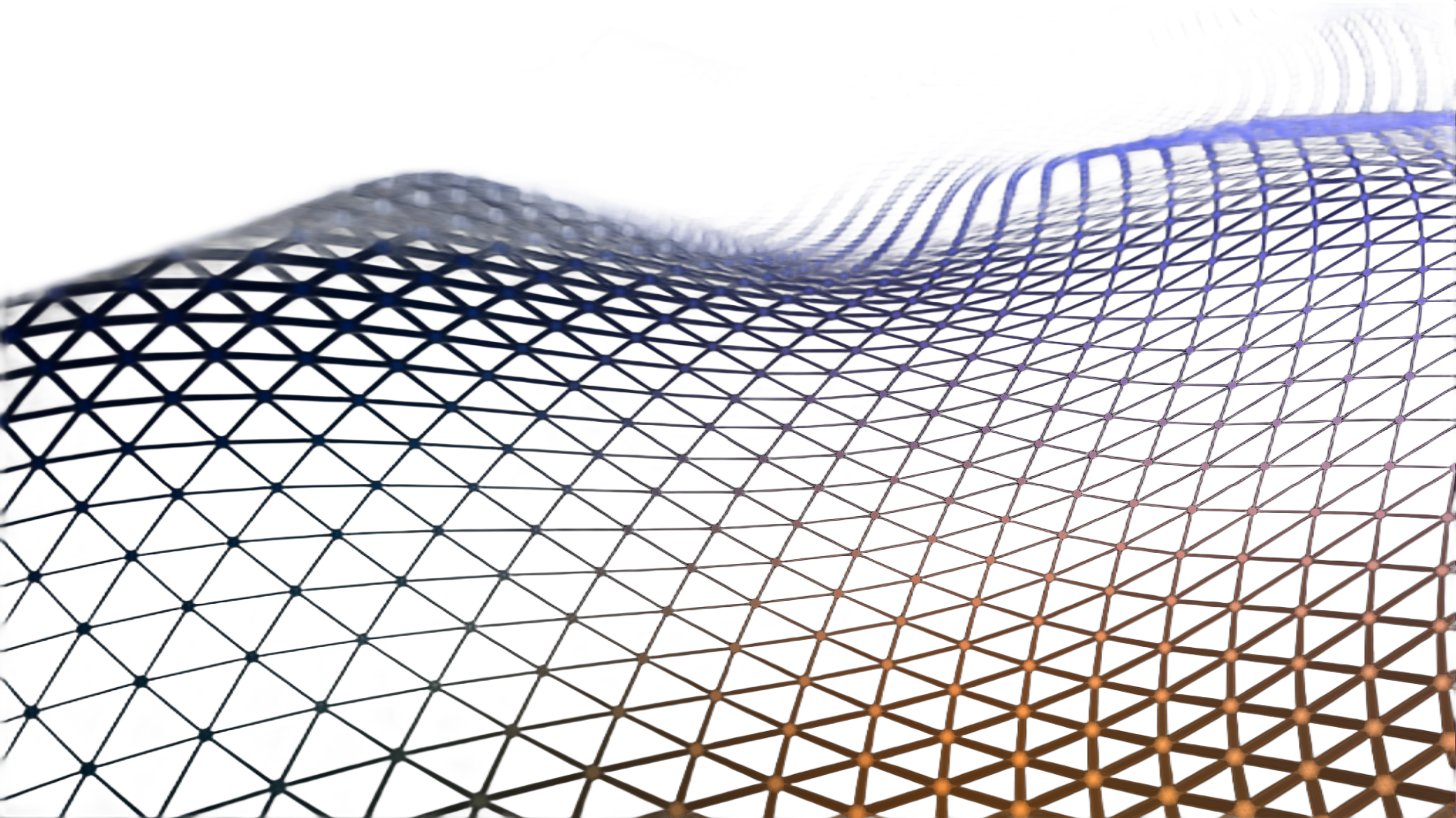 Abstract wavy mesh grid in black and purple fading to orange at the bottom