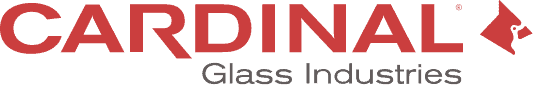 Cardinal Glass Industries logo featuring red lettering and cardinal icon representing glass manufacturing.