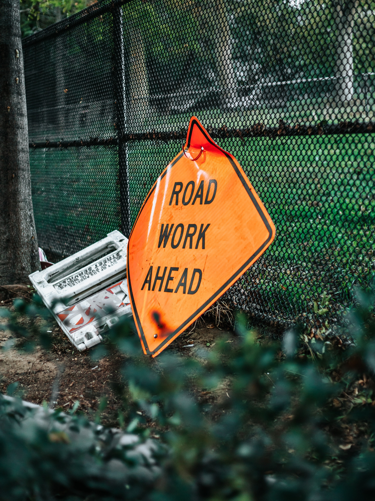 A Road Work Ahead Sign - Chicago, IL - Martinez Chicago Junk Removal