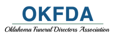 OKFDA logo in blue with Oklahoma Funeral Directors Association in black script underneath