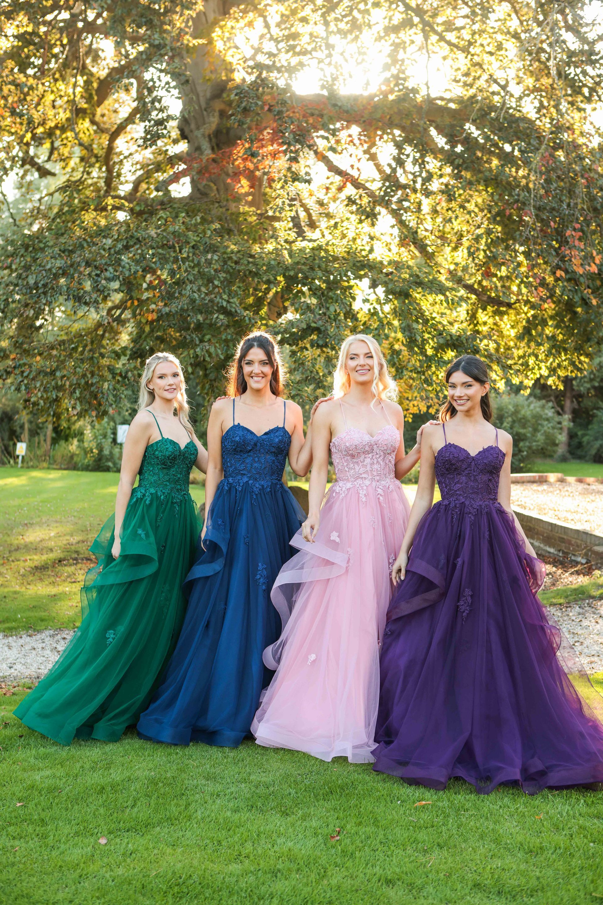 Green, Navy, Pink, and Purple