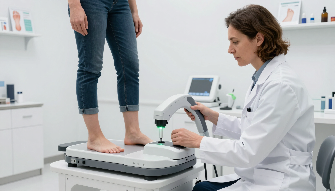 Podiatrist using 3D scanner