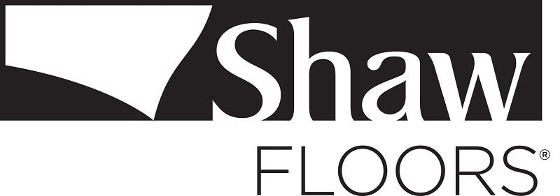 The logo for shaw floors is black and white.