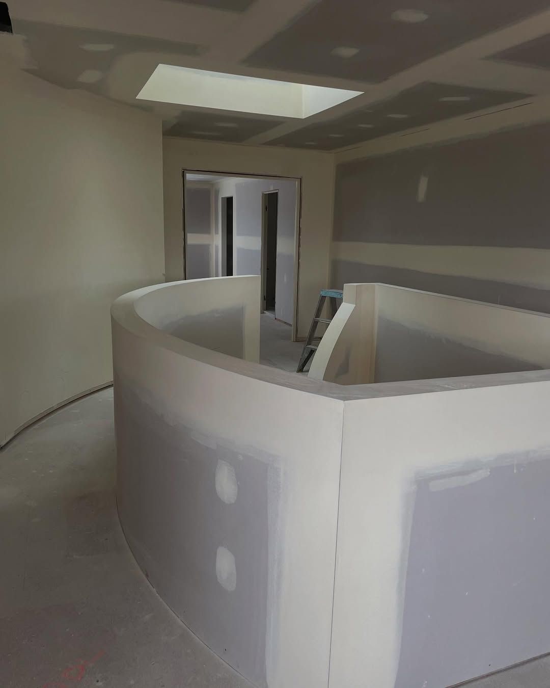 Curve staircase with gyprock setting finish. Sheeted high end finish Booker Bay NSW