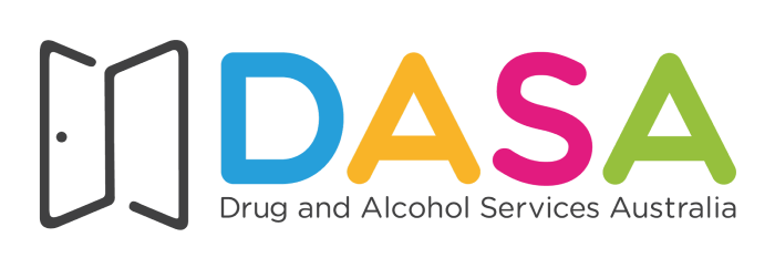 Logo for Drug and Alcohol Services Australia (DASA) featuring a stylized doorway icon and the text 