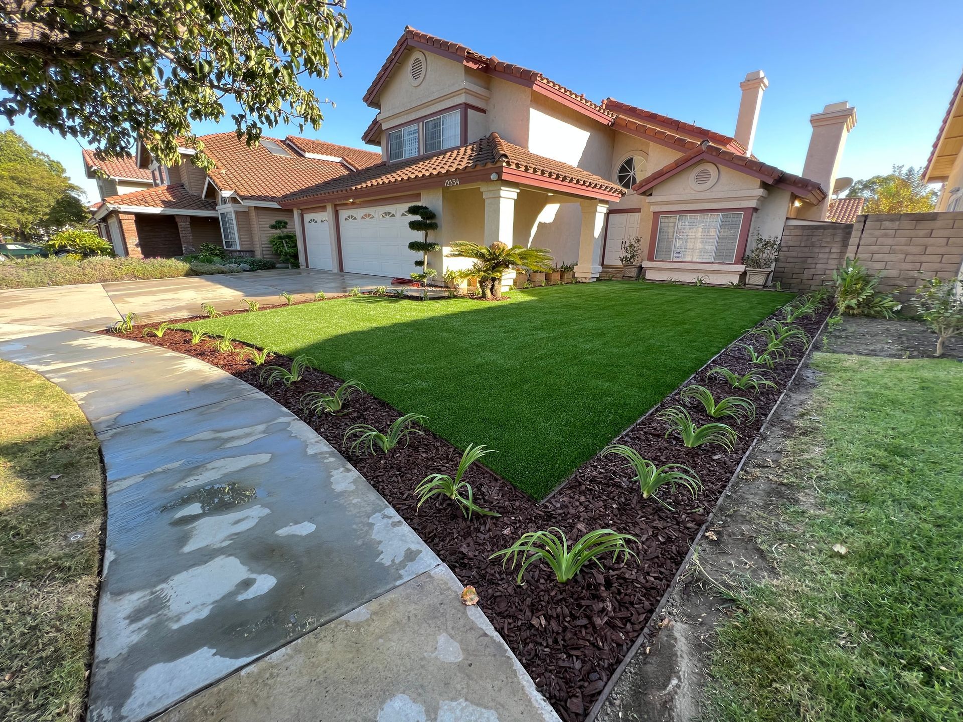 cerritos yard after artificial grass installation