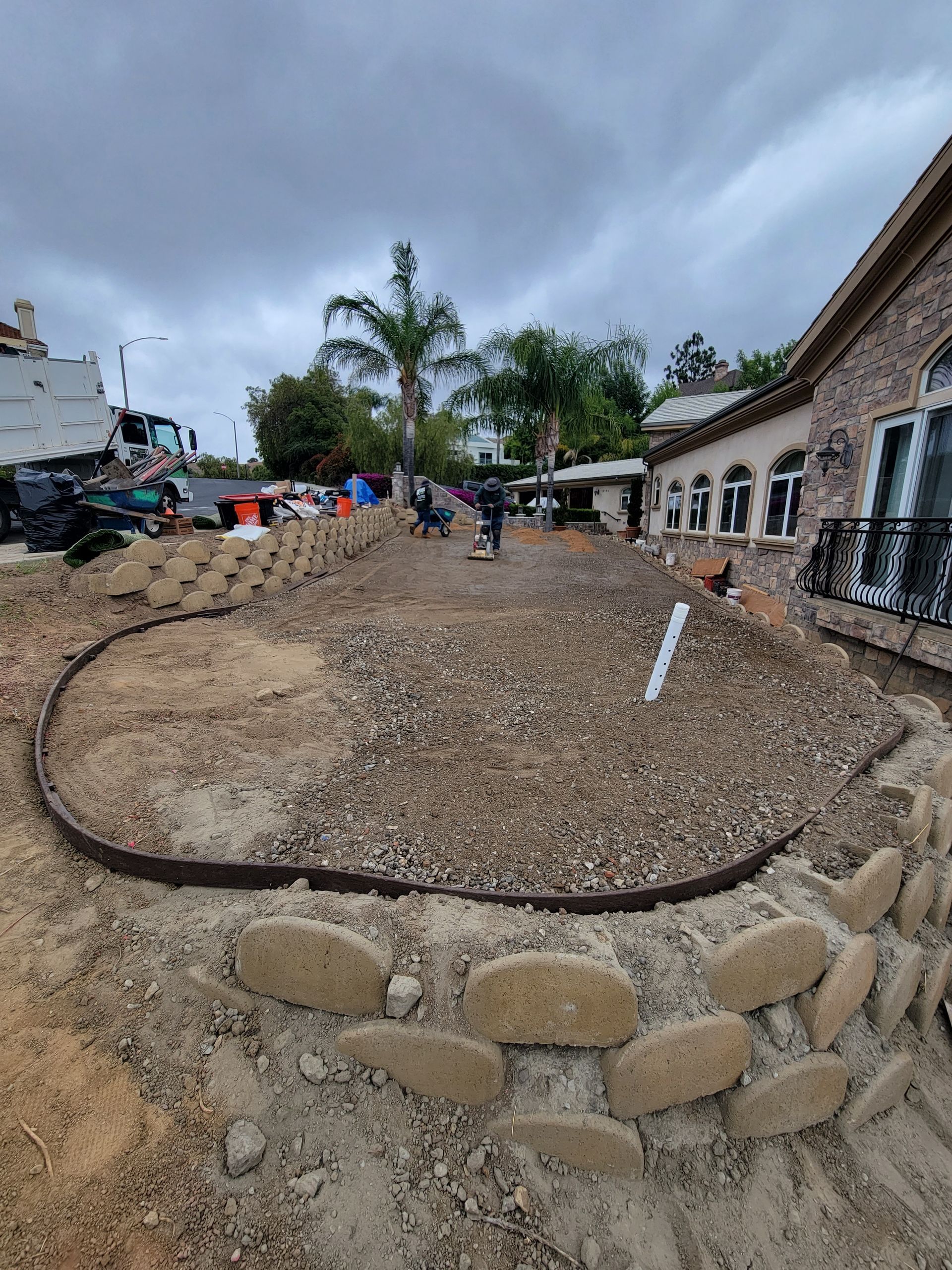 dirt area ready for synthetic putting green