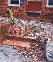 Demolished steps.
