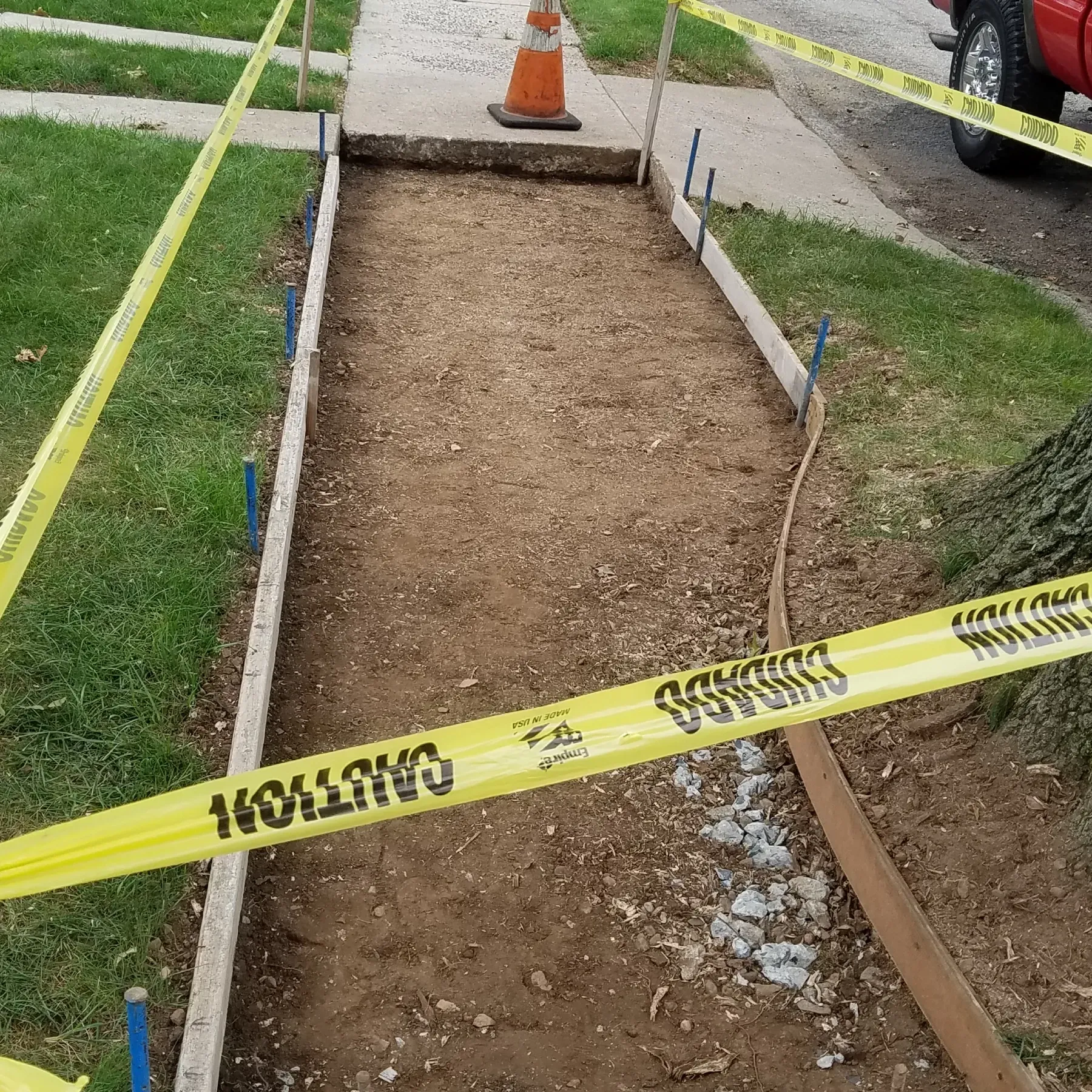 Sidewalk construction in progress image by Micciche Construction, Bloomfield, NJ.