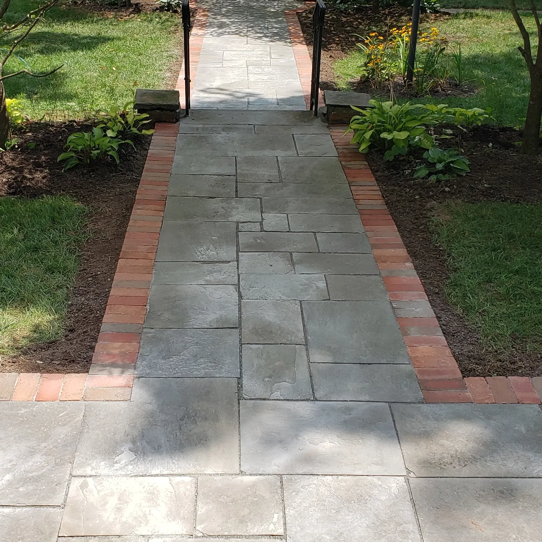 Sidewalk construction in progress image by Micciche Construction, Bloomfield, NJ.