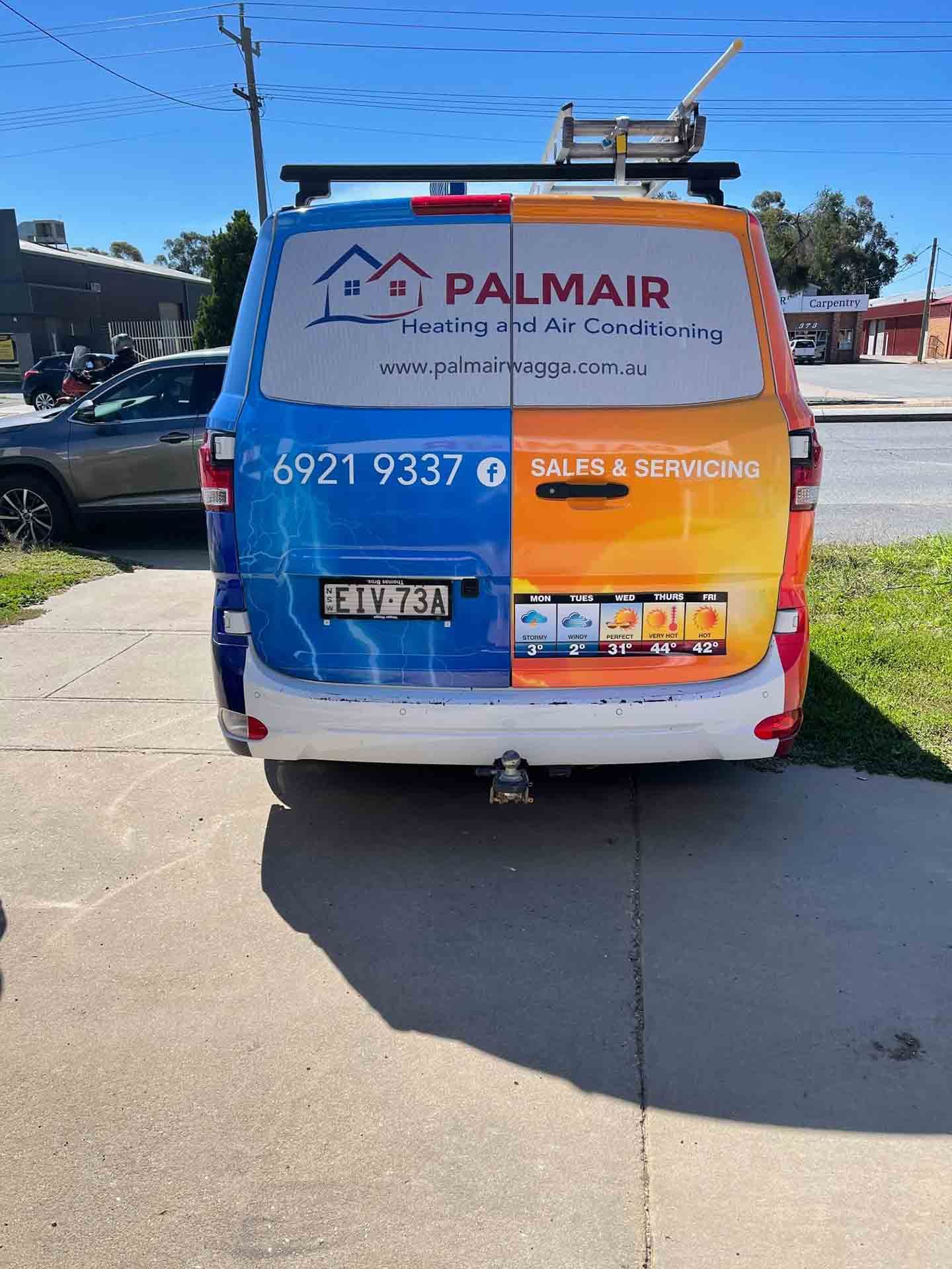 A Palmair Van Is Parked On The Side Of The Road — PalmAir Heating & Cooling Specialists In Wagga Wagga, NSW