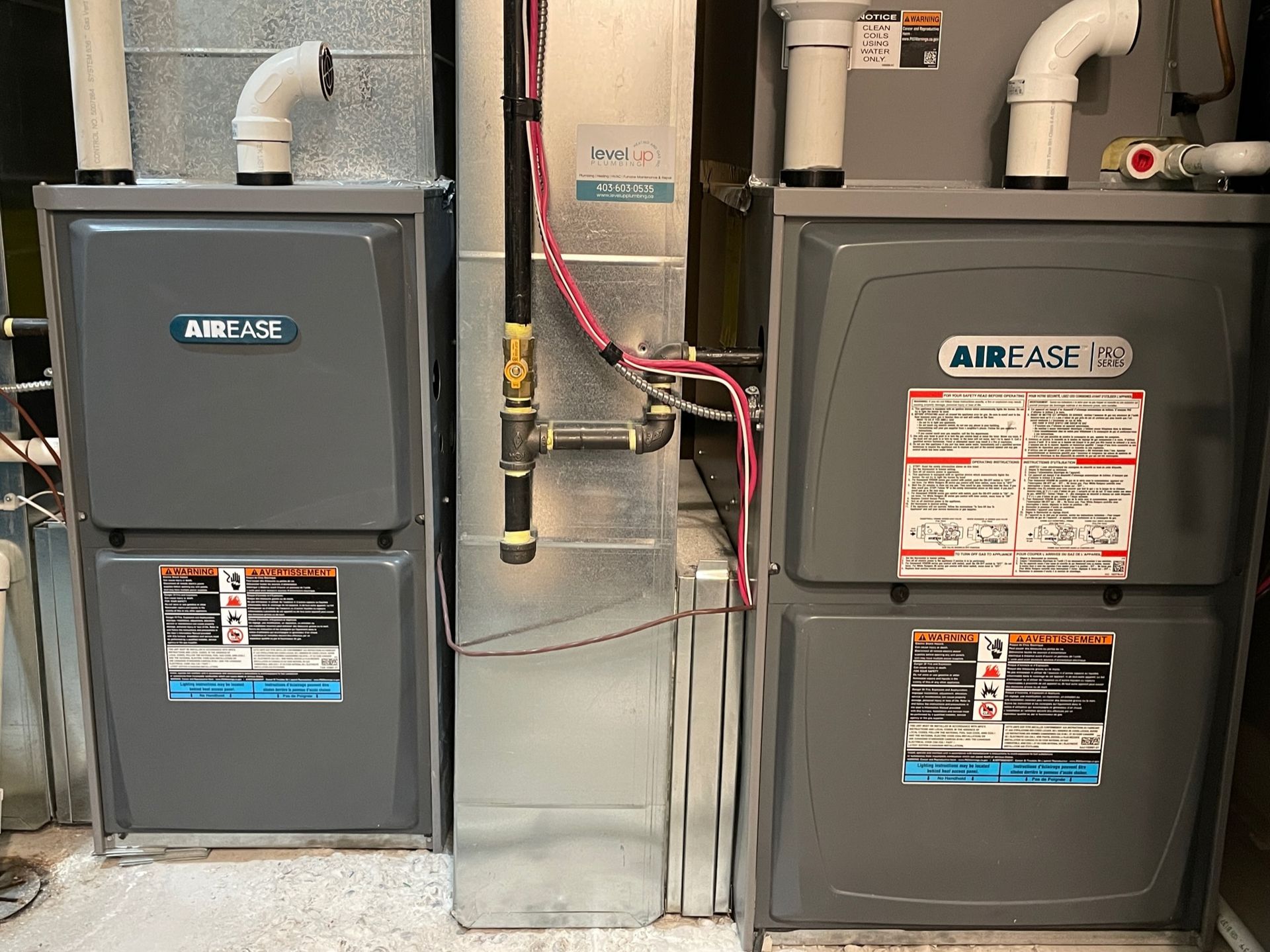 Fix Or Upgrade Your Furnace - Picture of two furnaces installed by Level Up Plumbing Heating and Gas