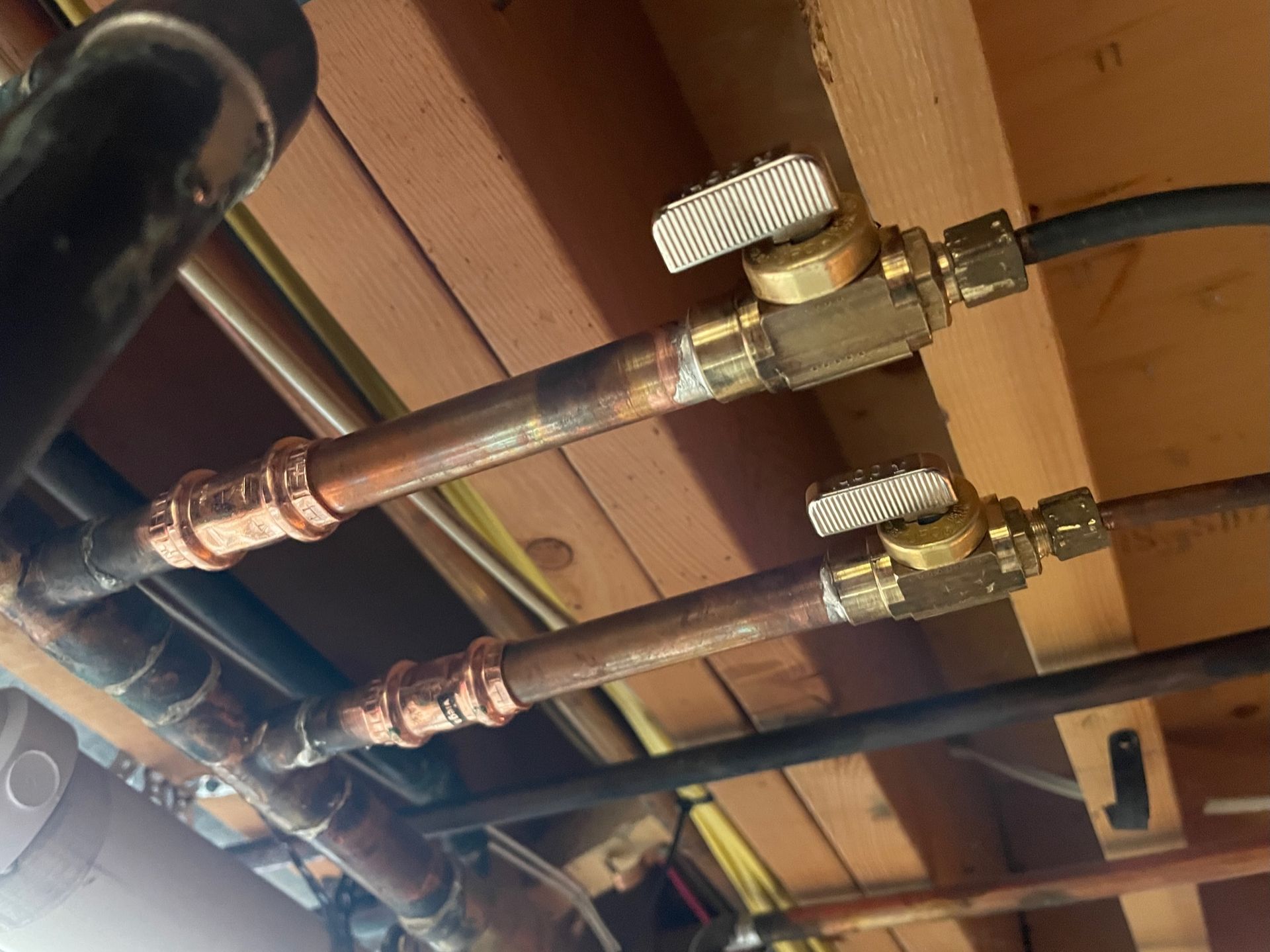 Water lines with shut-off valves