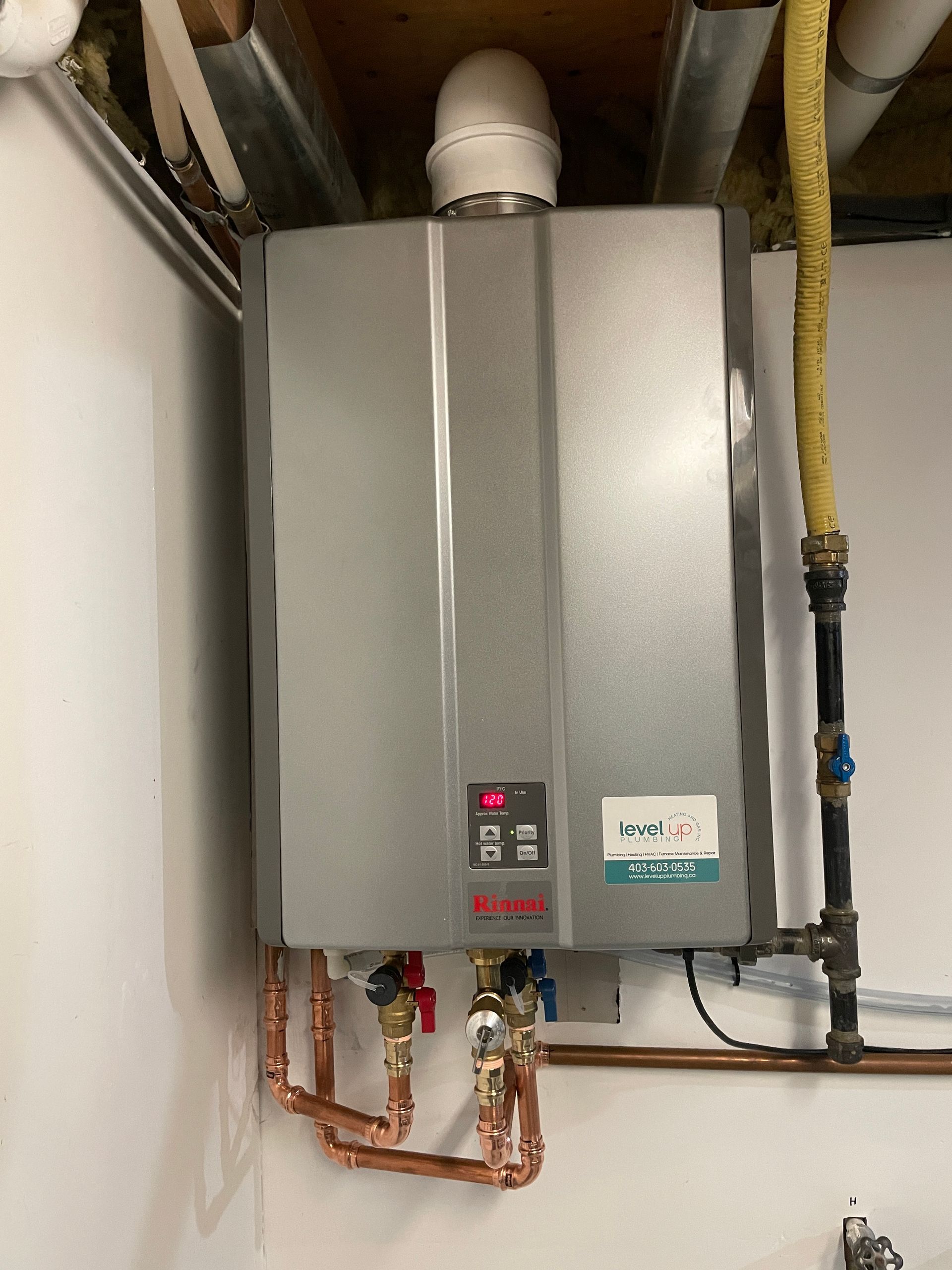 Tankless water heaters - a new tankless water heater installed by Level Up