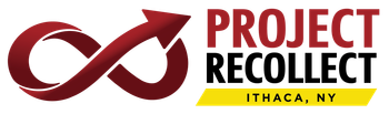 Project Recollect logo with red infinity arrow and “PROJECT RECOLLECT” text, Ithaca, NY