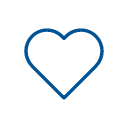 Blue outline of a heart.
