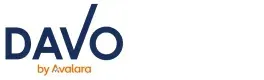 DAVO by Avalara logo in navy blue and gold