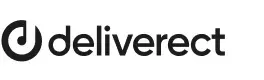 Deliveroo logo in black text with stylized circular icon on a white background