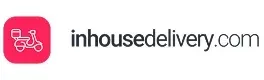 Inhousedelivery.com logo with pink scooter icon and black text