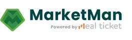 MarketMan logo with green hexagon icon and “Powered by Real Time Ticket” text