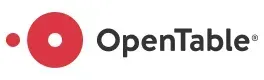 OpenTable logo with a red circular icon and black wordmark on a white background